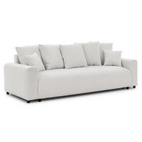 SCHLAFSOFA Calma mit Bettkasten im Bumpy-Design aus weichem Creme Webstoff - Creme/Schwarz, Holz/Kunststoff (239/88/98cm) - S-Style