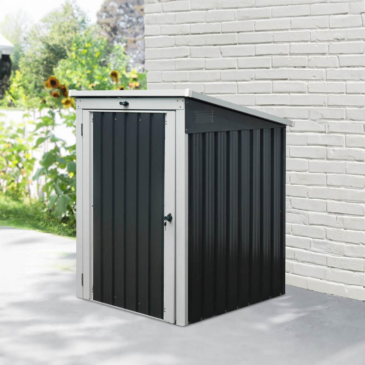 MÜLLTONNENBOX BASURA S - 1x 240L - Anthrazit, Metall (101/134/104cm) - Home Deluxe