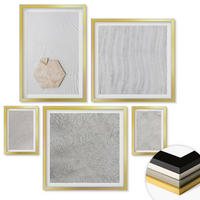 WANDBILDER 5er Set - 50x50 cm & 20x30 cm & 40x60 cm Goldrahmen - Leichte Boho-Sandtexturen - Goldfarben, Kunststoff (40/60cm) - ArtPrintCave