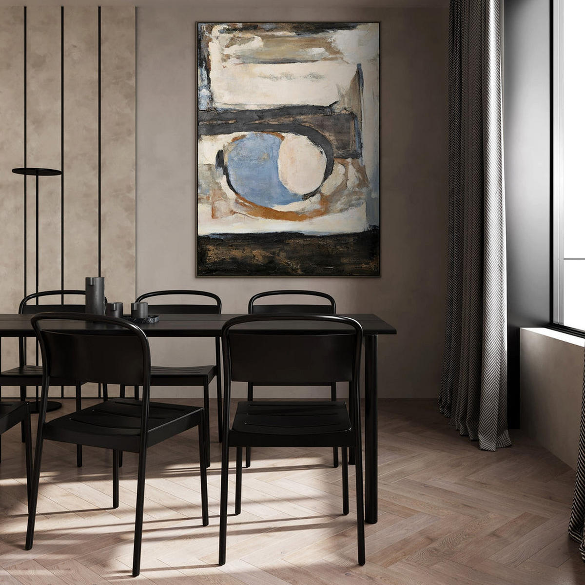 GEMÄLDE Geometrische Farben Schattenfugenrahmen Schwarz 120x80 cm - Schwarz, Holz (120/80cm) - YS-art gallery