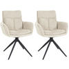 ARMLEHNENSTUHL 2er Set Stoff Creme - Creme/Schwarz, Textil/Metall (60/88/65cm) - CLP