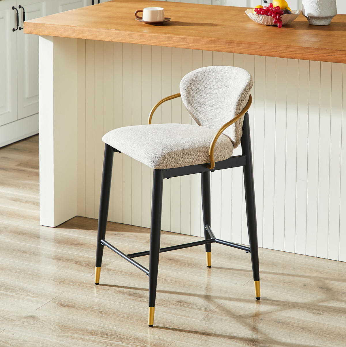 BARHOCKER 2er-Set mit Höhenverstellung, Rückenlehne und Beinstütze Chenille Braun - Braun, Textil (50/87/57cm) - MIVRAY