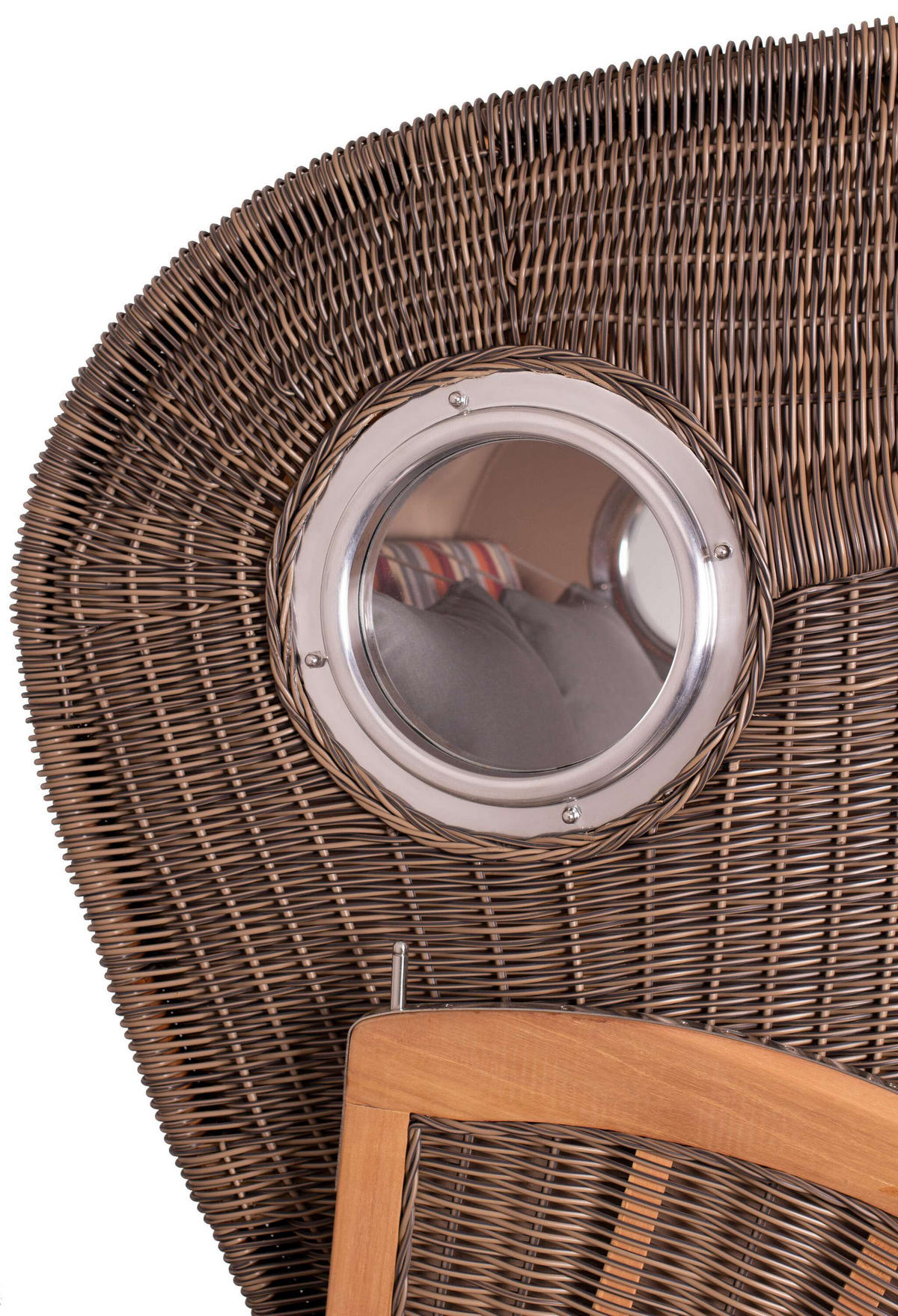 STRANDKORB Düne 2 Sitzer Teak PE Grey - Rot/Multicolor, Holz/Metall (125/170/80cm) - Mr. Deko