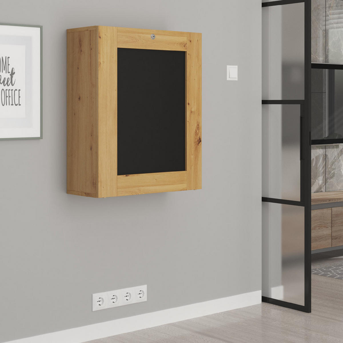 SCHREIBTISCH Artisan Eiche, Schwarz 60/144/90 - Schwarz, Holzwerkstoff (90/60/144cm) - RAUMHIRSCH FURNITURE