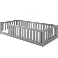 BODENBETT Bella 190x90 mit Rausfallschutz - Grau, Holz (90/190cm) - Interbeds