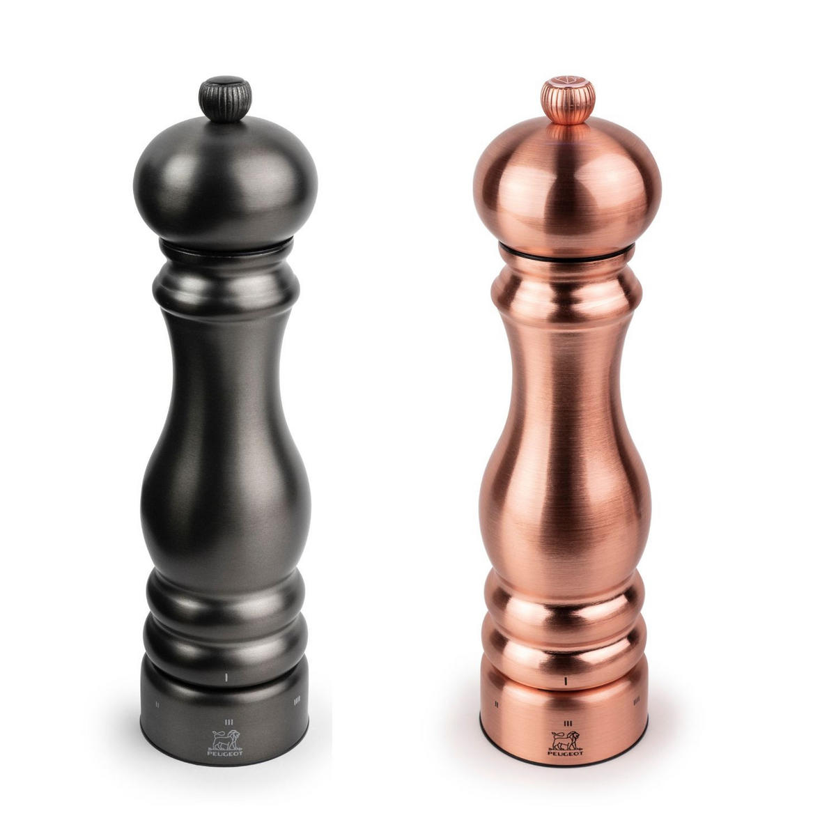MÜHLENSET Paris Chef 22cm Pfeffer- & Salzmühle Carbon/Kupfer Stahlmahlwerk - Grau, Metall (5.9/22/5.9cm) - PEUGEOT