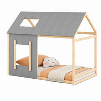 KINDERBETT in Hausform 90x200 cm Kiefer Natur/Grau - Braun, Holz (90/200cm) - Meubliv