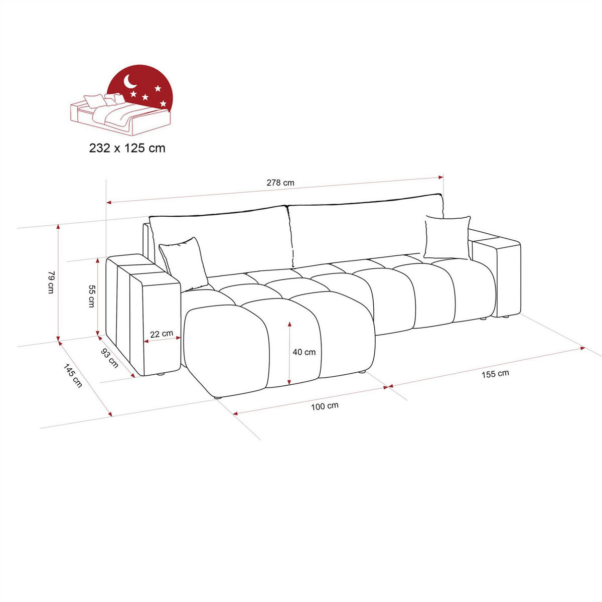 ECKSOFA Anabel Max Mit Schlaffunktion - Hellgrau, Holzwerkstoff/Textil (145/278cm) - Fun Möbel