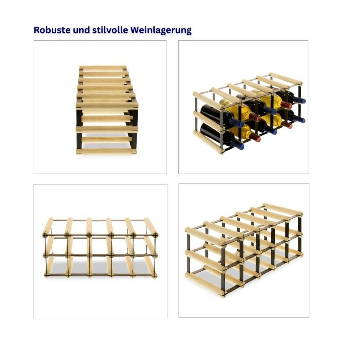 WEINREGAL Vinotega Mod Metal 22,5x52,5x24,5 cm 5x2 Flaschen Massives Kiefernholz Braun Geölt - Braun, Holz (52.5/22.5/24.5cm) - PROREGAL
