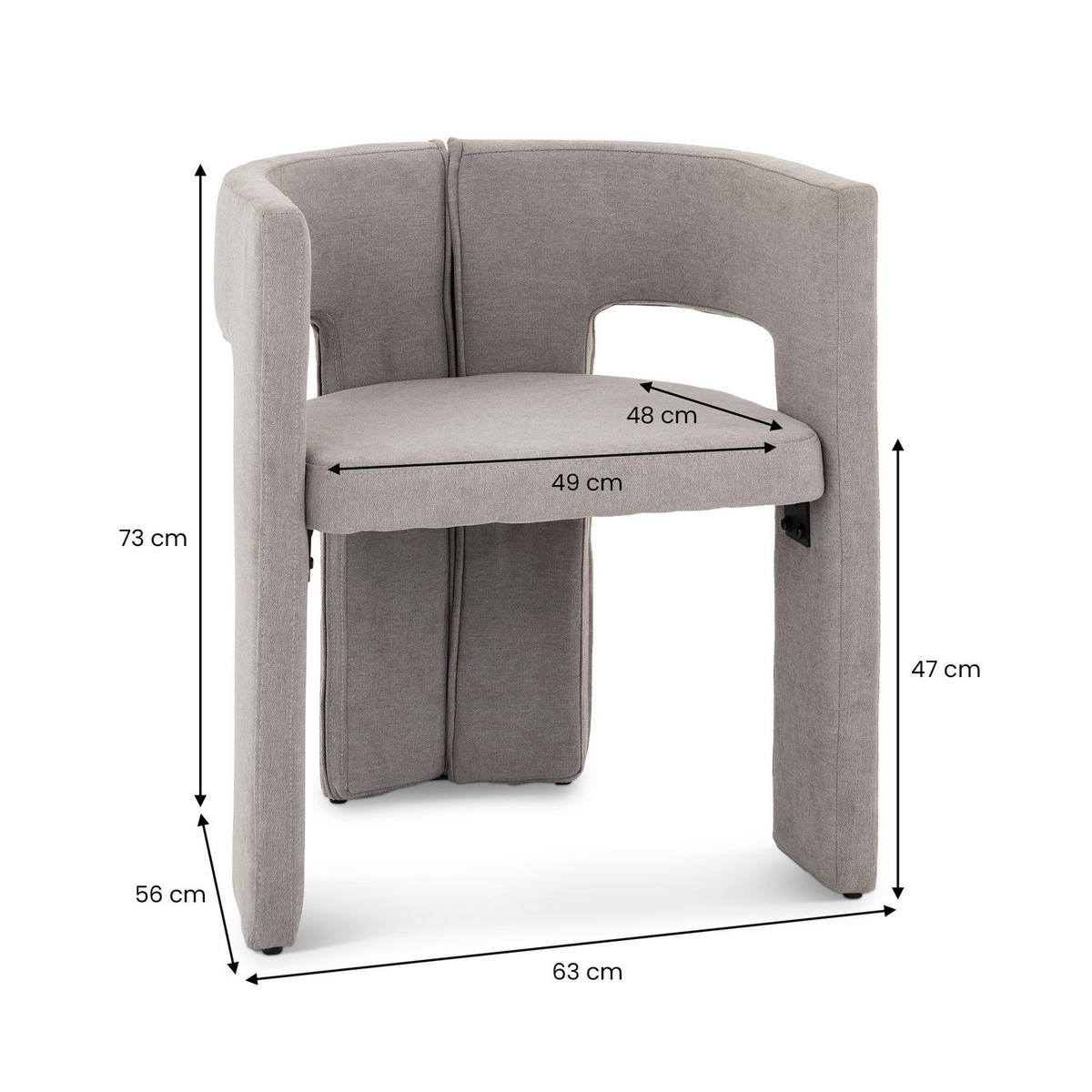 ESSZIMMERSTUHL EVIE grau - Grau, Textil (63/71/55cm) - IDIMEX