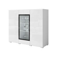 KOMMODE Vera 120 mit weißer LED Beleuchtung - Weiß Hochglanz/Silberfarben, Holzwerkstoff/Kunststoff (120/104/40cm) - MIRJAN24
