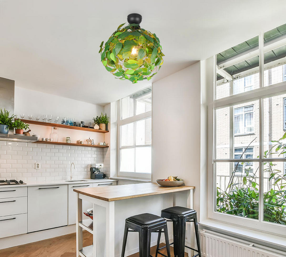 DECKENLEUCHTE Leavy Grün - Grün, Metall (38/38/58cm)