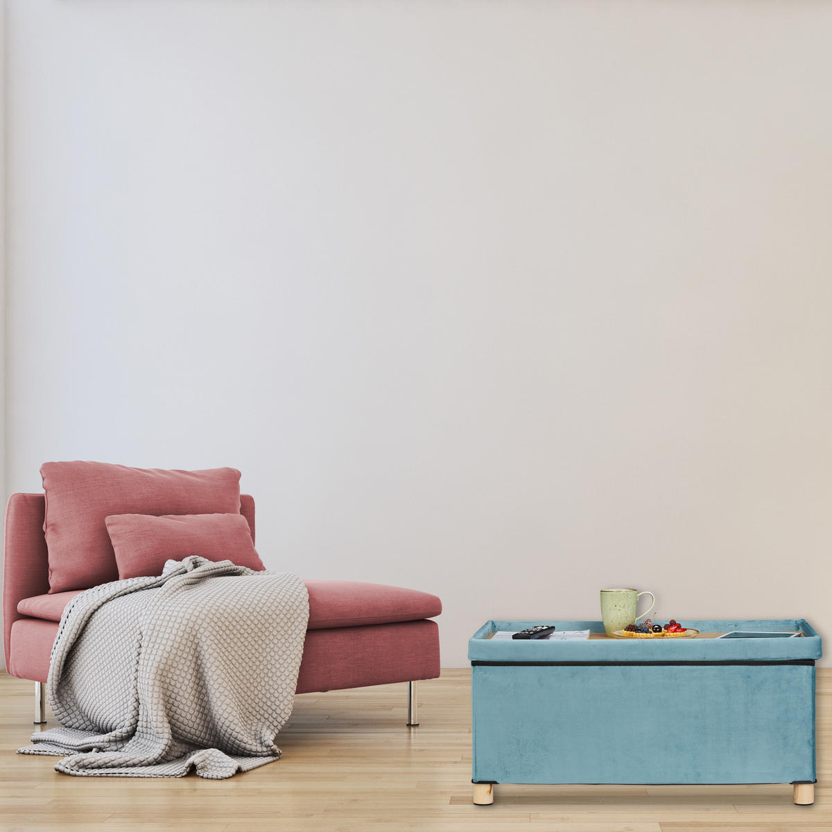 SITZBANK - Türkis, Holz/Holzwerkstoff (76/34/38cm) - Relaxdays