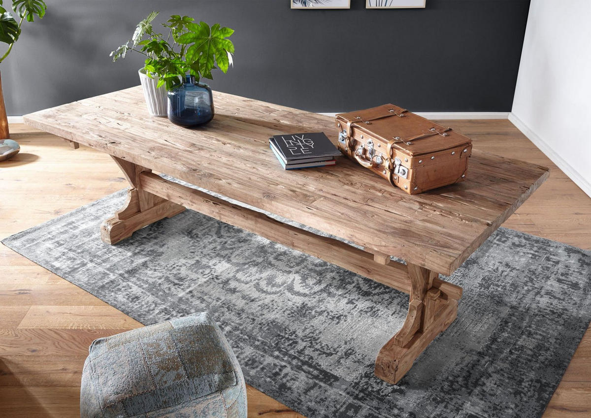 ESSTISCH Teak 270x100x78 natur unbehandelt BASSANO #128 - Naturfarben, Holz (270/100/78cm) - Massivmoebel24