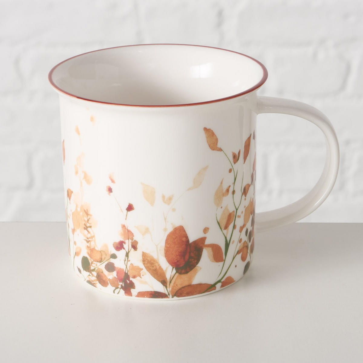 PORZELLANBECHER mit farbigem Rand Bernada Muster 1 320 ml 13/9,5/9 cm - Multicolor, Keramik (0.32L) - Boltze Home