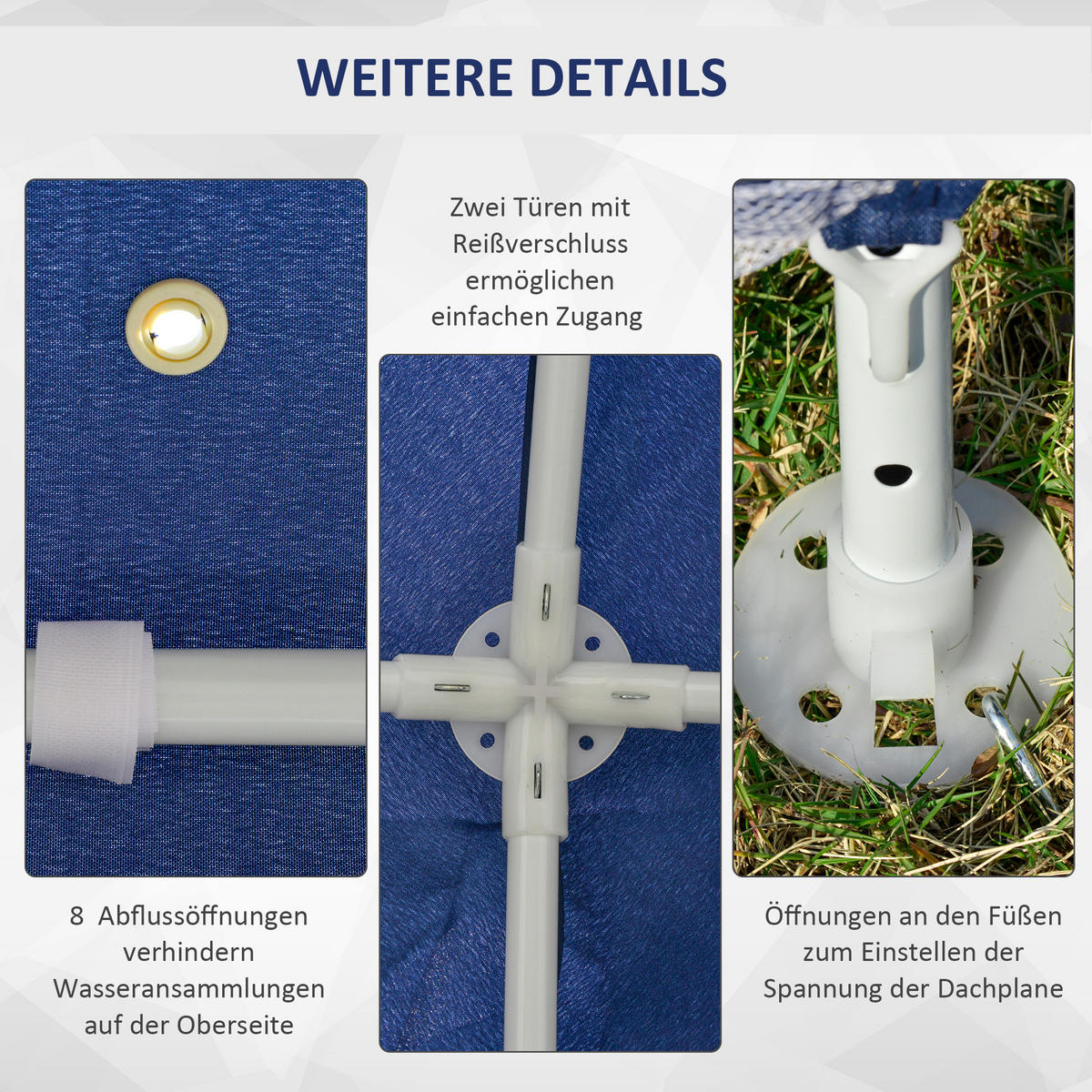 GARTENPAVILLON Metall + Polyester Blau - Blau, Kunststoff/Metall (300/245/300cm) - Outsunny