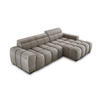 ECKSOFA OMBO 285x168x77/97 cm, Rechts, Schlaffunktion, elektr. Sitz, Kopfstützen, hydrophober EDEN-Stoff – Grau - Grau, Holz/Textil (285/168cm) - DomoHome