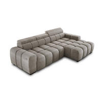 ECKSOFA OMBO 285x168x77/97 cm, Rechts, Schlaffunktion, elektr. Sitz, Kopfstützen, hydrophober EDEN-Stoff – Grau - Grau, Holz/Textil (285/168cm) - DomoHome