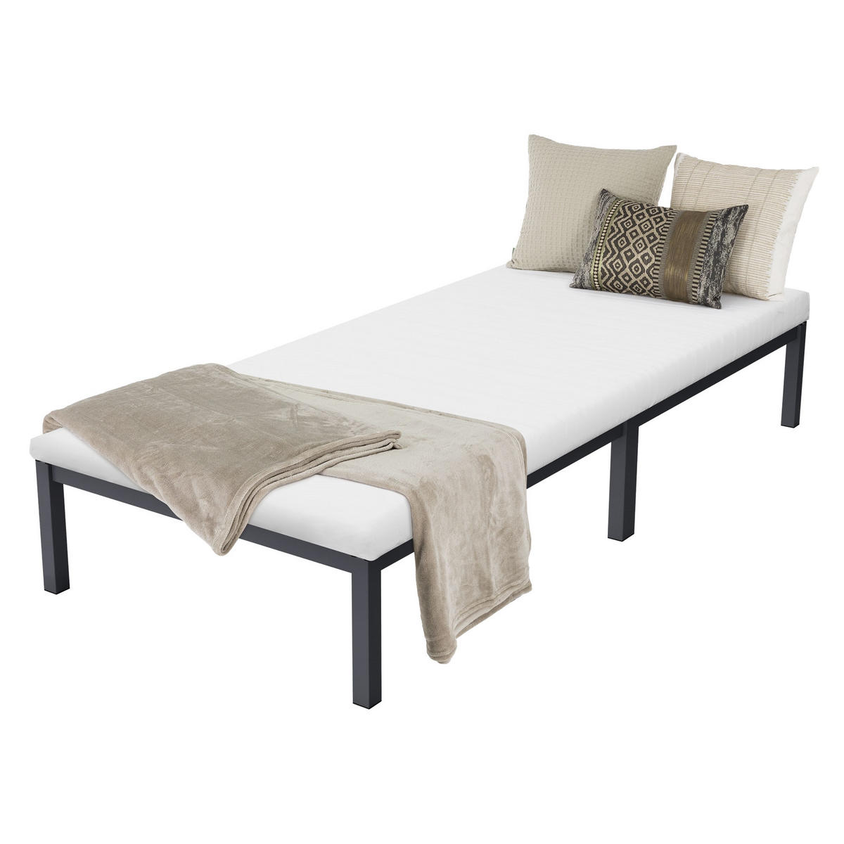 METALLBETT 200/90 cm - Anthrazit, Metall (90/200cm) - ML-DESIGN
