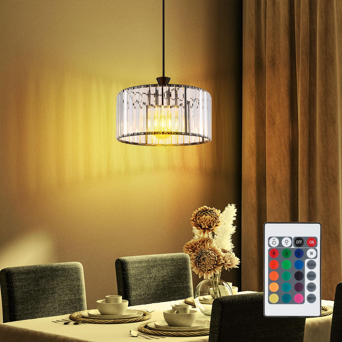 LED HÄNGELEUCHTE Metall Schwarz-matt Kristalle - Schwarz, Metall (31/31/120cm) - Globo Lighting