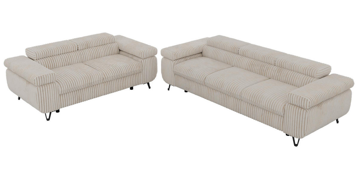 SEDACÍ SOUPRAVA PETER 2+3 - Béžová Manšestr - černá/krémová, kov/textil (262/76/99cm) - MKS