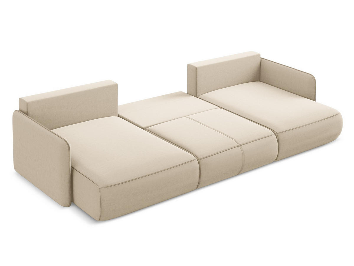 WOHNLANDSCHAFT Samt Stoff Beige - Beige/Creme, Kunststoff/Textil (290/86/148cm) - Makamii