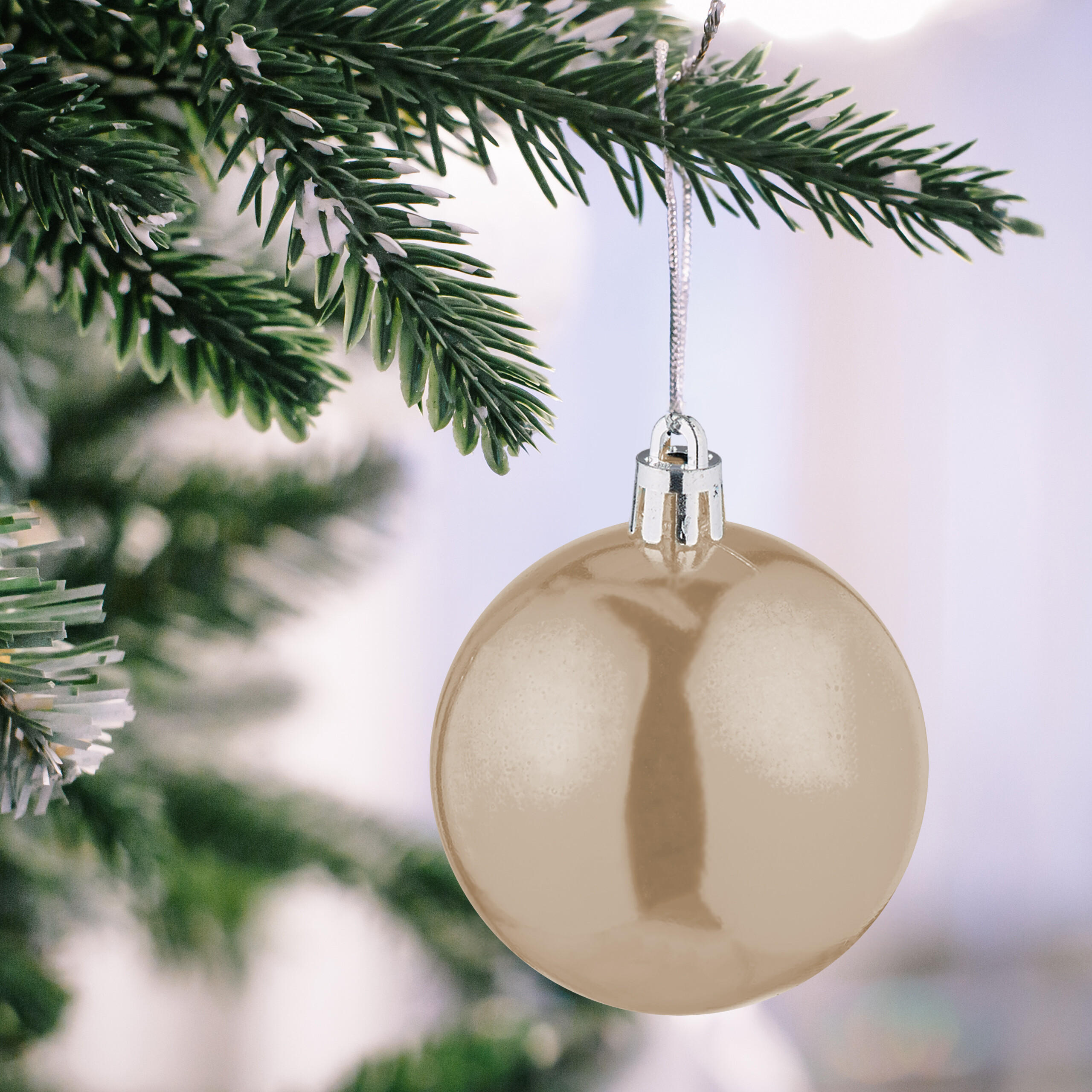 50XWEIHNACHTSKUGELN - Creme, Kunststoff (6/7/6cm) - Relaxdays