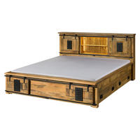 HOLZBETT mit Schublade Mango / Altholz 200x200 natur lackiert RAILWAY LUX #110 - Braun, Holz (200/200cm) - Massivmoebel24