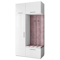 GARDEROBENSCHRANK REMA 120/240/60 cm Modern Garderobe-Set Weiß - Lila/Weiß, Holzwerkstoff (120/240/60cm) - MASSENO