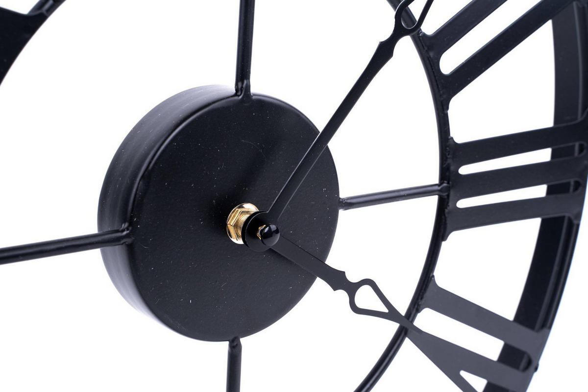 METALL-WANDUHR in schwarzer Farbe Vintage 4/36,5/36,5 cm - Schwarz, Metall (36.5/36.5/4cm) - Atmosphera Createur d´interieur