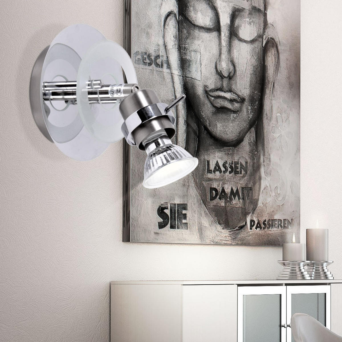 LED WANDLEUCHTE RINGO Silber Glas - Silberfarben, Glas (12/15/15cm)