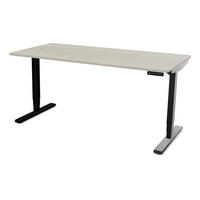 SCHREIBTISCH Elektrisch höhenverstellbarer Schreibtisch Y-Line Curved Eiche Polar Schwarz 160/70/62-127cm - Eiche Bianco/Schwarz, Holzwerkstoff/Metall (70/160/127cm) - ASSMANN