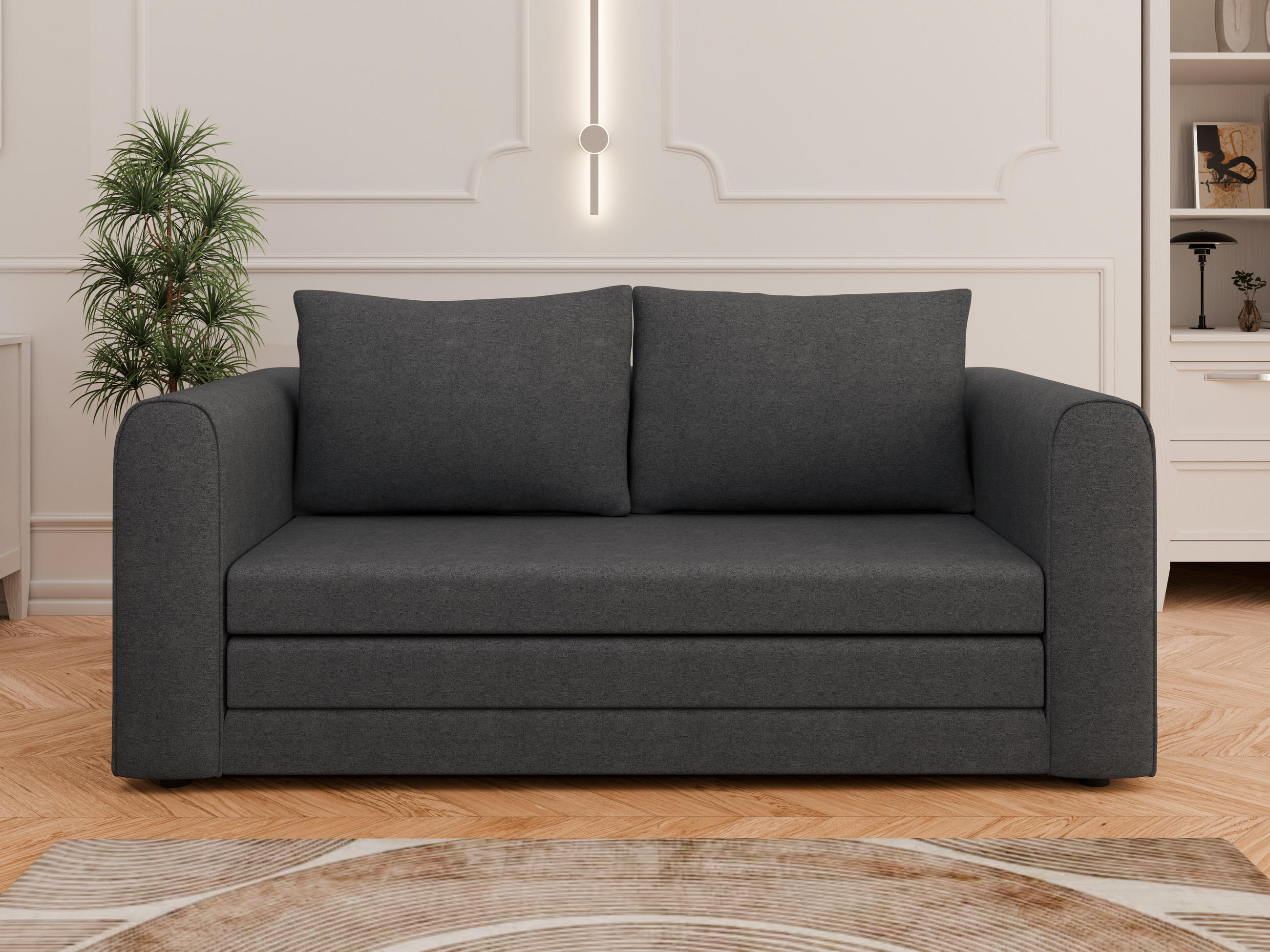 SCHLAFSOFA Arelis Schlafsofa mit Bettfunktion, dunkelgrau - Dunkelgrau, Holz (160/78/69cm) - Panda Möbel