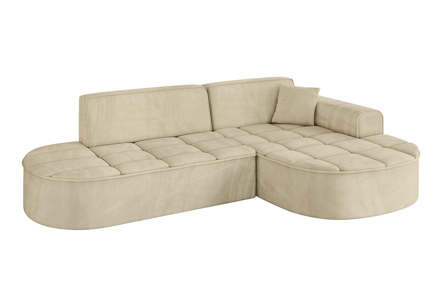 ECKSOFA Ottomane Rechts TARO-L1 - 243x171x79,5 cm Beige - Beige, Holzwerkstoff/Textil (243/171cm) - ALTDECOR