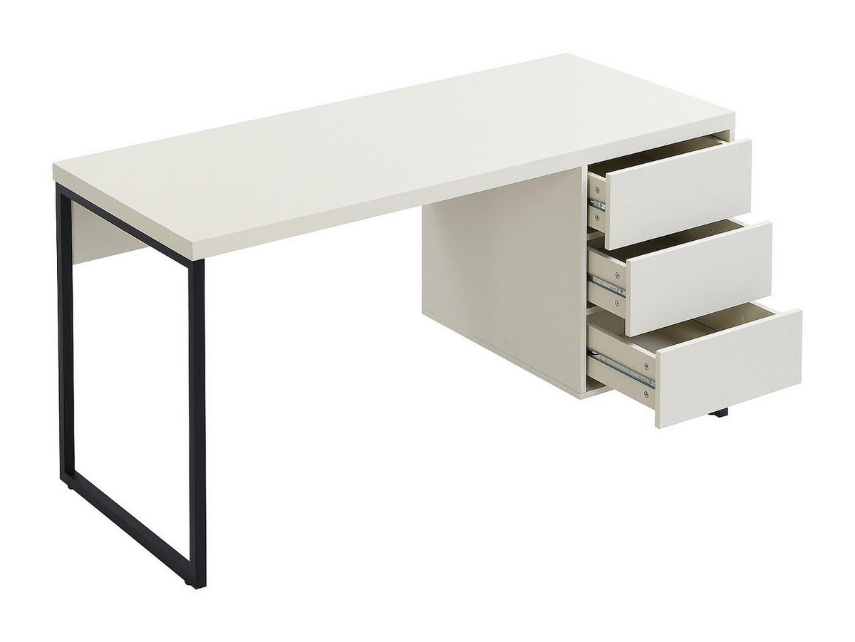 SCHREIBTISCH mit 3 Schubladen - MDF & Metall - Beige & Schwarz - TIMFIA - Beige, Holz (60/140/75cm) - Pascal Morabito