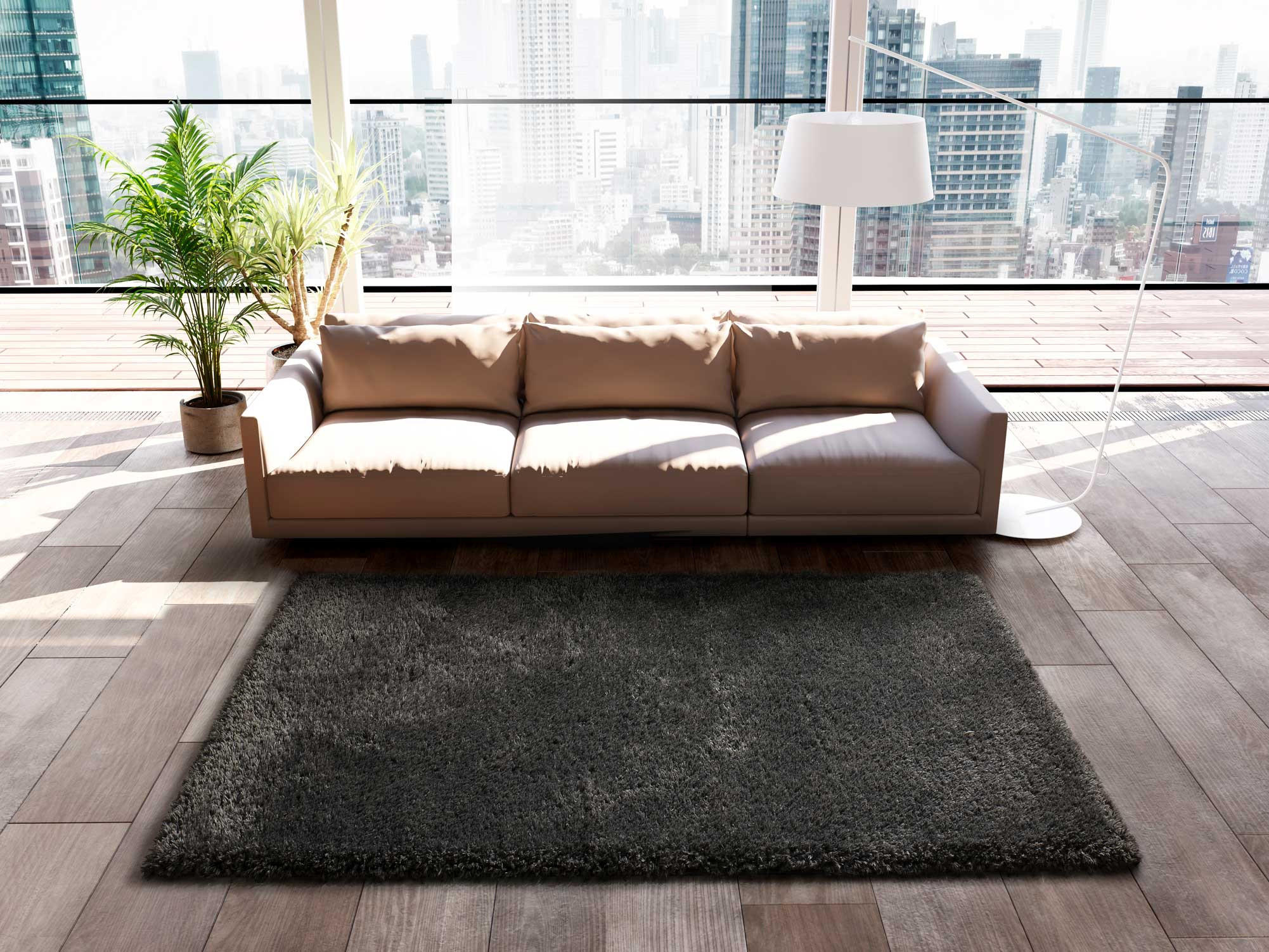 Thumbnail - Atticgo Hochflorteppich, Anthrazit, Textil, Uni, Rechteckig, 200x290 cm, Oeko-Tex® Standard 100, antistatisch, für Fußbo...