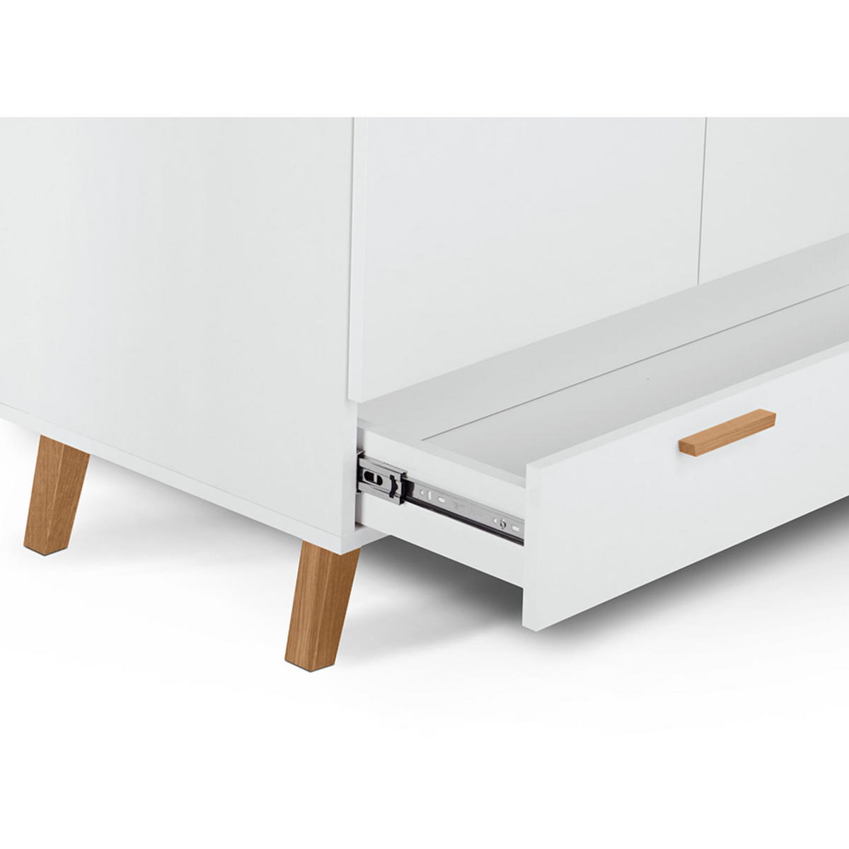 KLEIDERSCHRANK FRISK Skandinavischer Stil mit Schublade, weiß - Eichefarben/Weiß, Eichenholz/Holzwerkstoff (100/195/58cm) - KONSIMO®