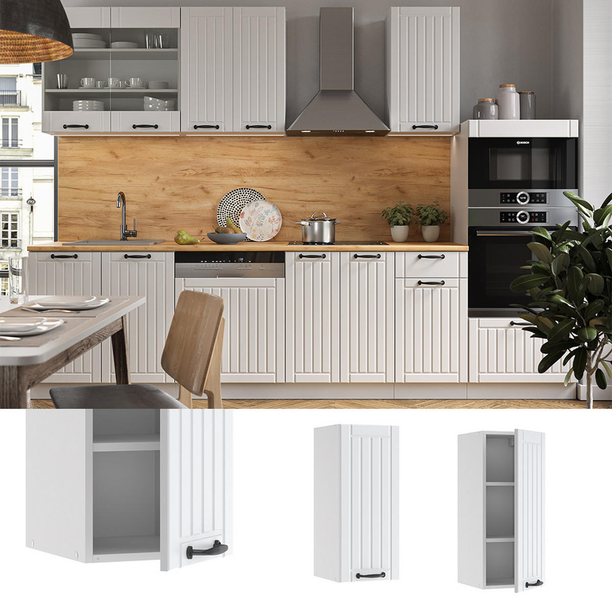 HÄNGESCHRANK Fame-Line Weiß Landhaus 30 cm - Weiß, Holzwerkstoff (30/72/34.1cm) - Vicco
