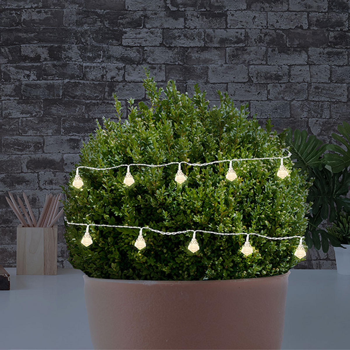 LED LICHTERKETTE Kristall Design Silber - Silberfarben, Kunststoff (120/2.2/2.7cm) - Globo Lighting