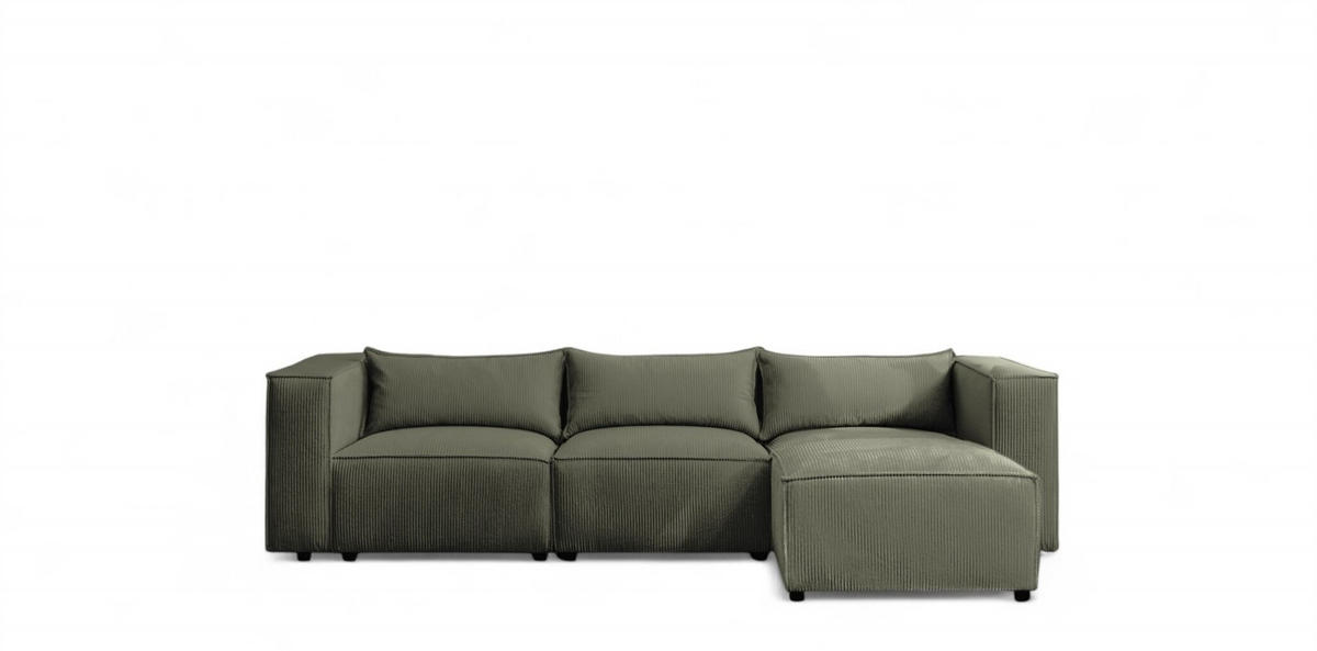 ECKSOFA Nevio - Grün, Holzwerkstoff/Textil (290/185cm) - Fun Möbel