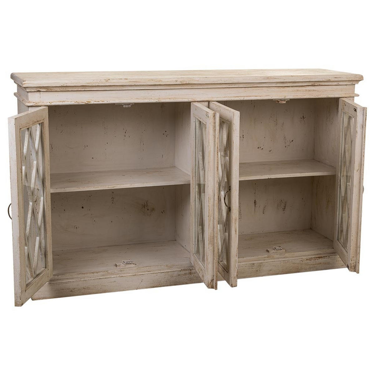 SIDEBOARD aus Holz und Glas 170x40x100 cm - Weiß, Holz (170/100/40cm) - Wanderlust