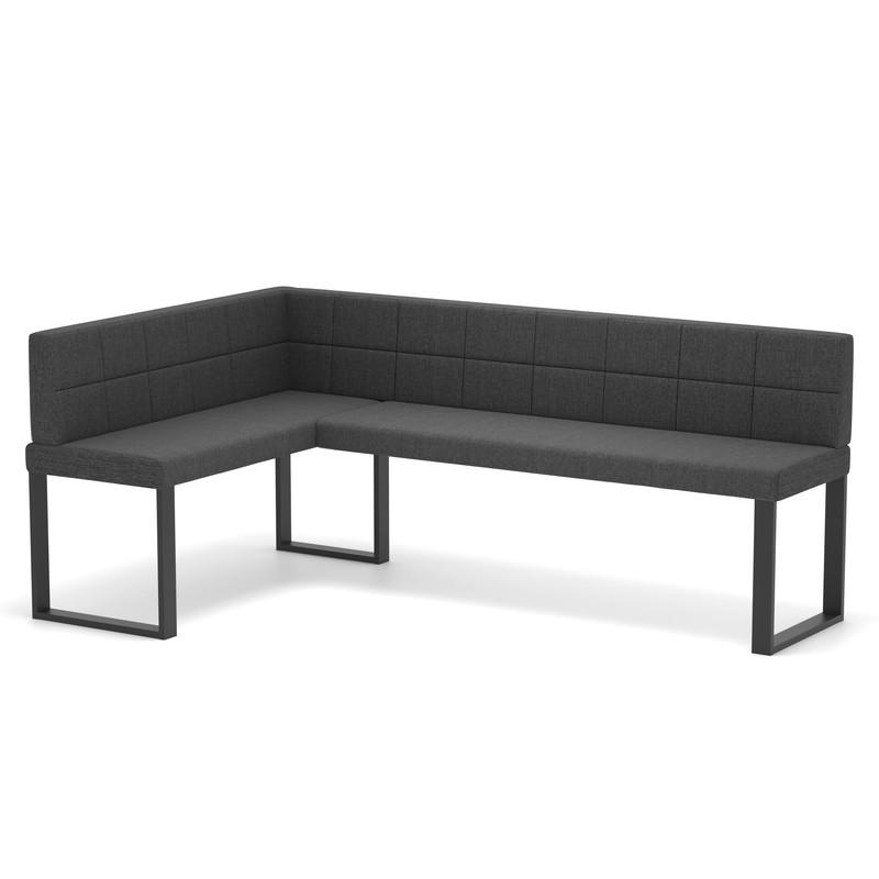 ECKBANK links SANA U Webstoff gesteppt, 128/168 cm Anthrazit - Anthrazit, Textil/Metall (128/168cm) - Idohome