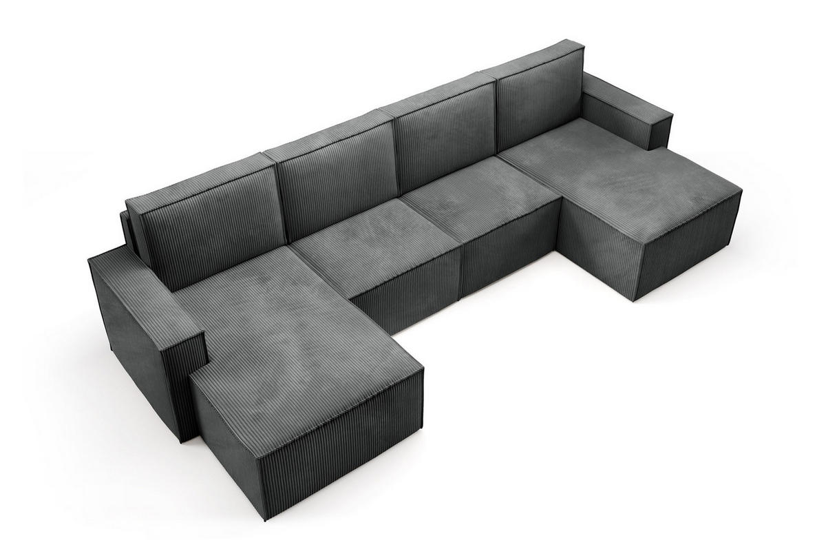 WOHNLANDSHAFT Orto Dunkelgrau - Dunkelgrau, Holzwerkstoff/Textil (320/93/142cm) - Bettso