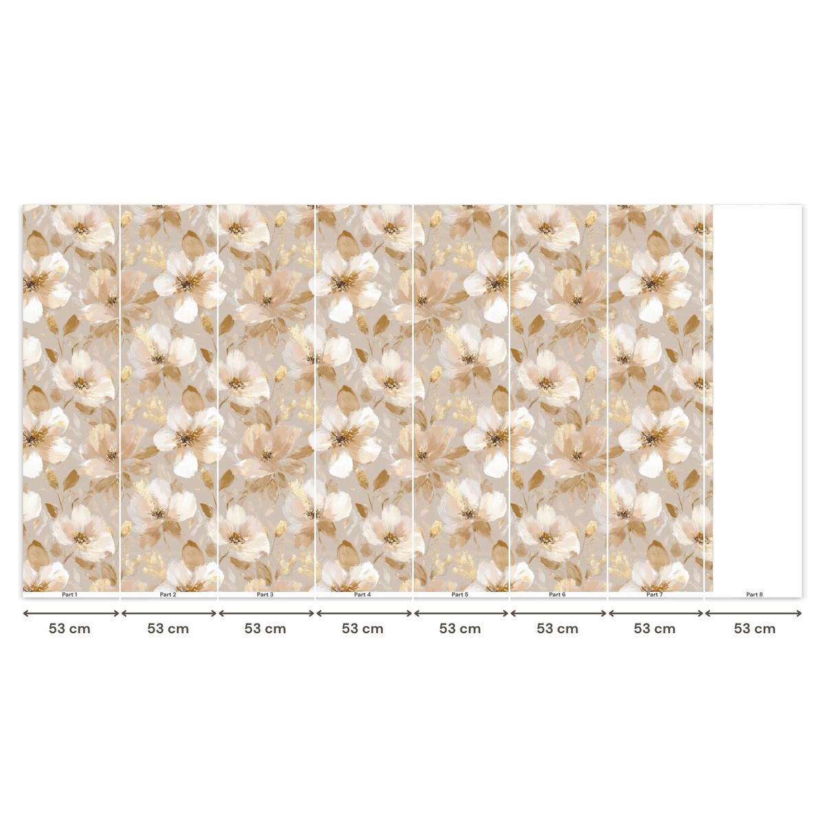 TAPETE - Blumen - künstlerisch - Gold - 400x220 cm - Beige, Papier (400/220cm) - OnlyWow