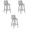 BARHOCKER 3er Set Silbergrauer Velours, Gepolsterte Rückenlehne, Bequem Und Modernes Design Für Die Küche Oder Die Theke - Grau, Textil (46/104/33cm) - Best For Home