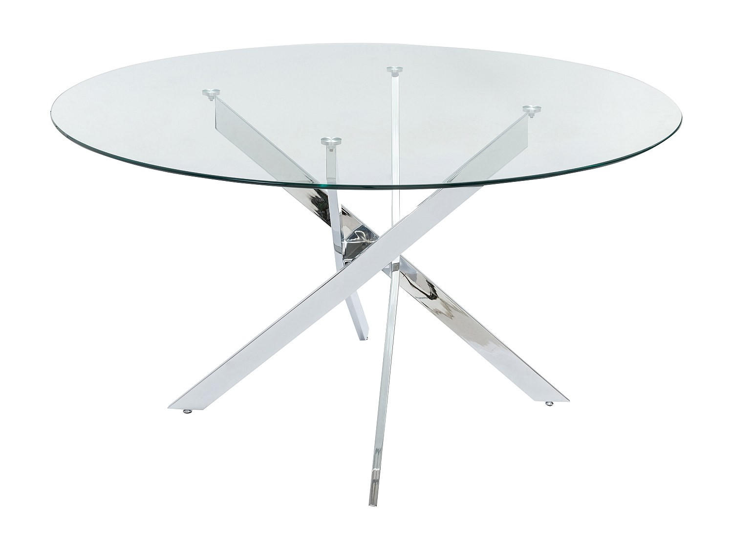 ESSTISCH - 4 Personen - Glas - Transparent, Silberfarben - COSIMA - Chromfarben, Glas (140/140/77cm) - Vente-Unique