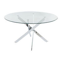 ESSTISCH - 4 Personen - Glas - Transparent, Silberfarben - COSIMA - Chromfarben, Glas (140/140/77cm) - Vente-Unique