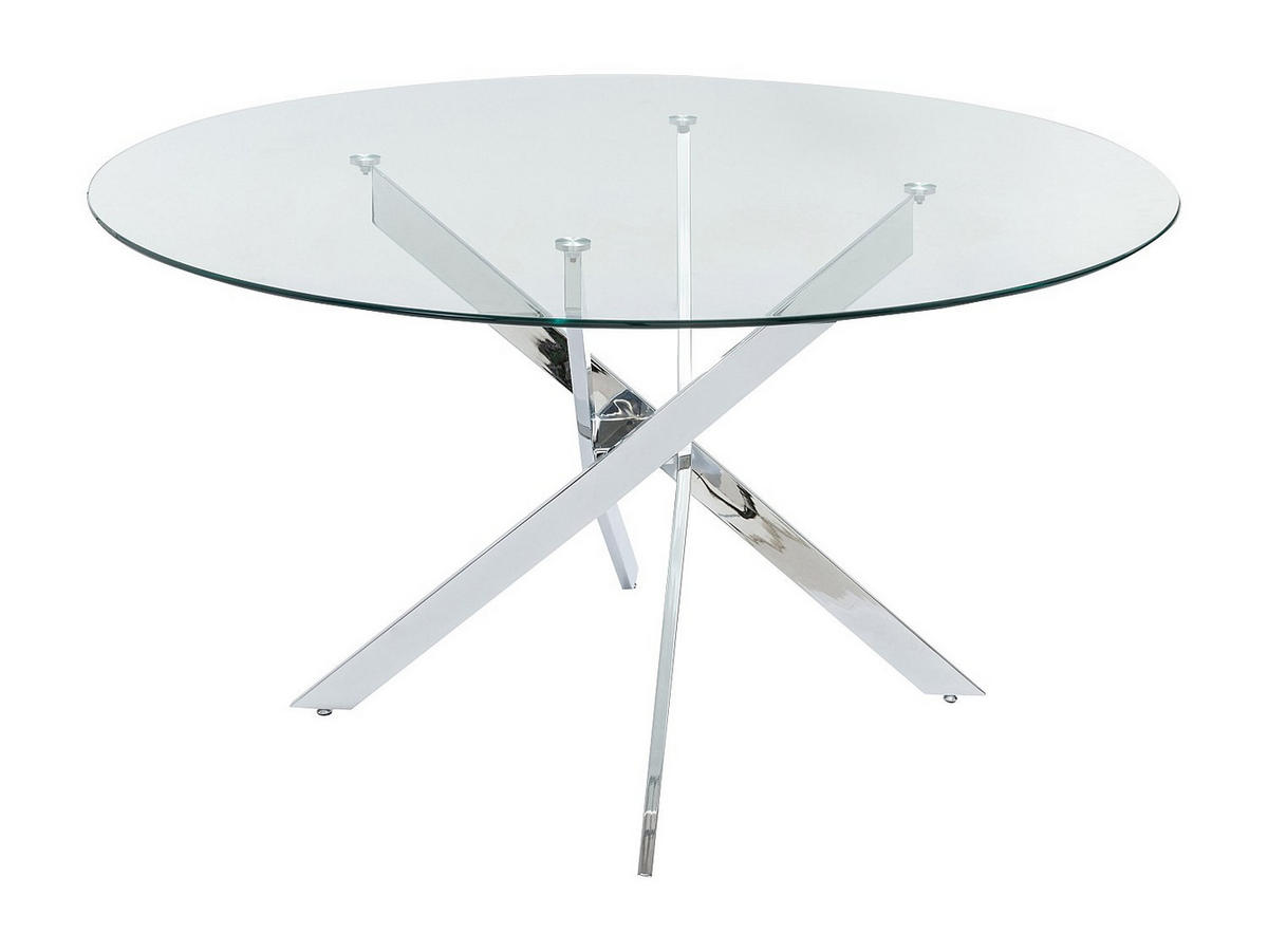 ESSTISCH rund für 6 Personen - Sicherheitsglas & chromfarbenes Metall - Transparent - COSIMA - Chromfarben, Glas (140/140/77cm) - Vente-Unique