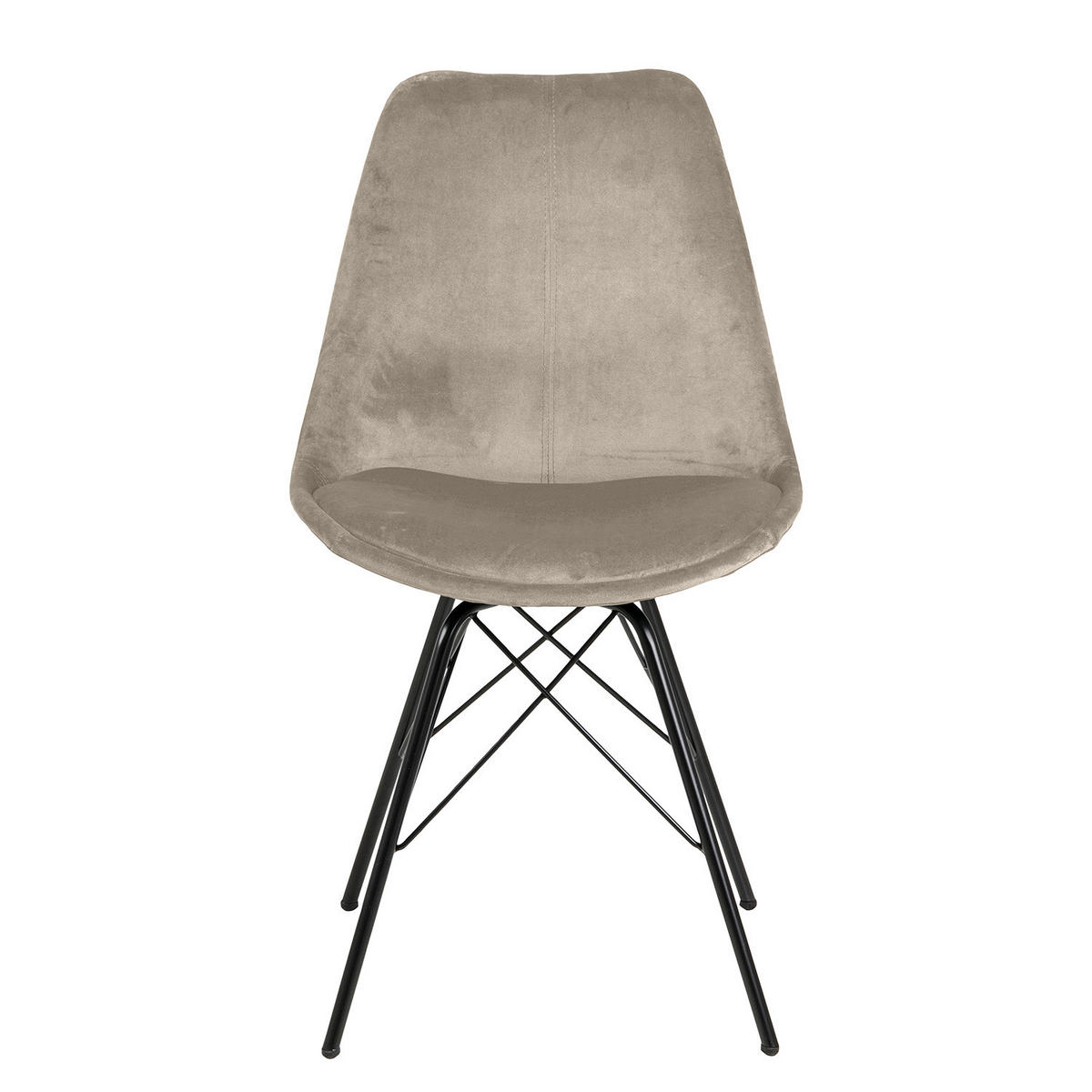 POLSTERSTUHL - 2er-Set - Beige/Schwarz, Textil/Metall (49/86/54cm) - home24