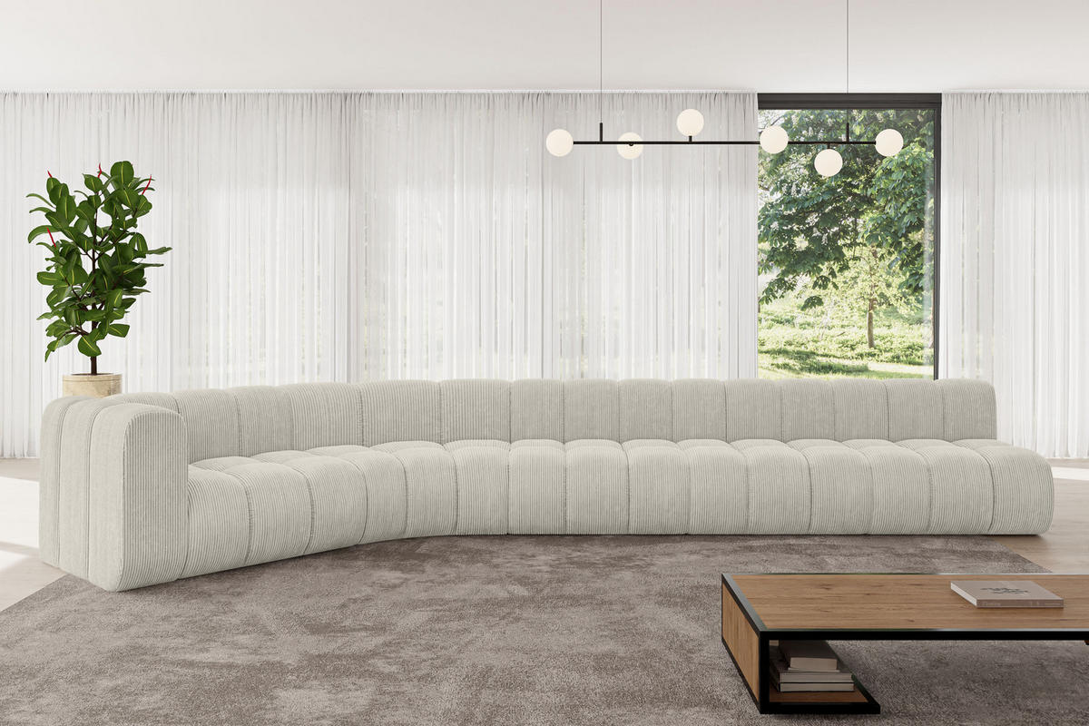 ECKSOFA modulares Sofa Karex-L3 - 490x194x70 cm Creme - Hellgrau/Creme, Holzwerkstoff/Textil (490/194cm) - ALTDECOR